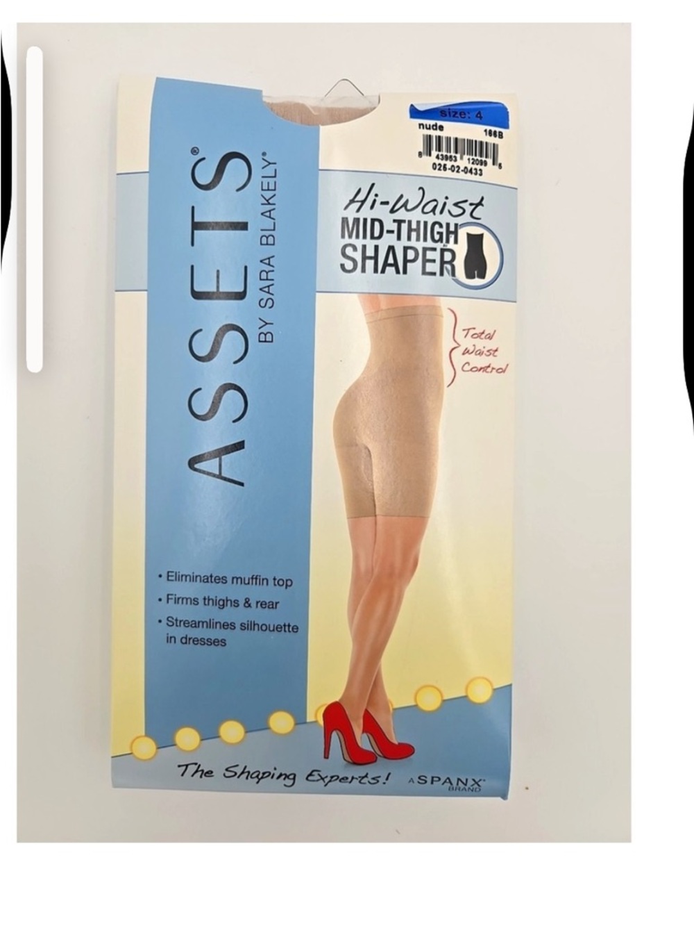 ASSETS by Sara Blakely Hi-Waist Mid-Thigh Shaper Shorts - Nude with Red Accent
